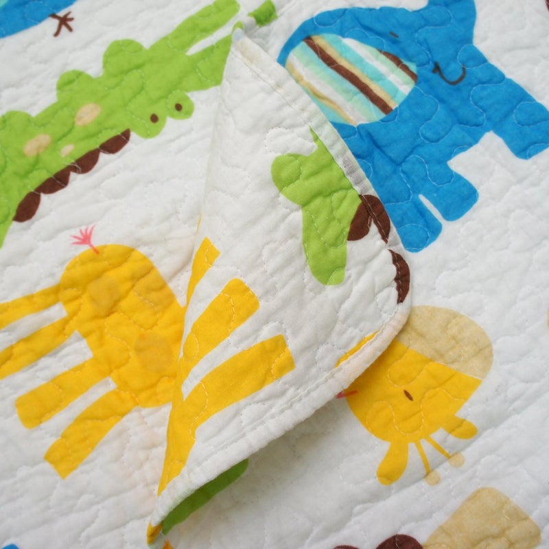 Abreeze Cute Lion Nursery Bed Blanket - Elephant Giraffe Coverlet Quilt Bedspread Throw for Boys - Cotton Crib Comforter Soft Toddler Blanket 43" X 51" - Image 5